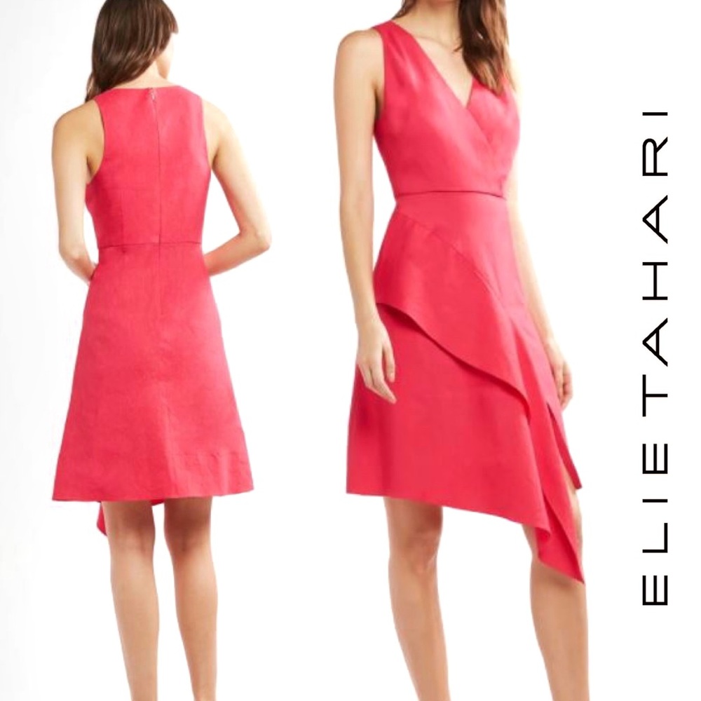 Elie Tahari NWT Pink Isa Ruffle Skirt Dress, 6